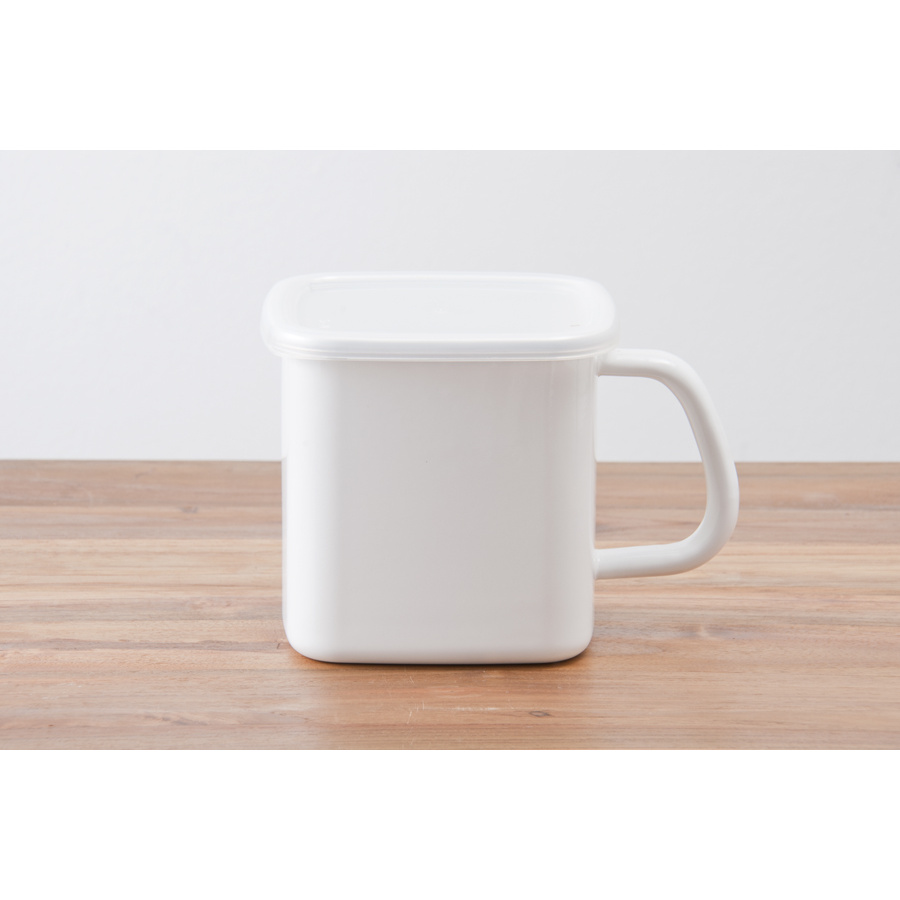 野田琺瑯　ホワイトシリーズ　持ち手付ストッカー　角型　L