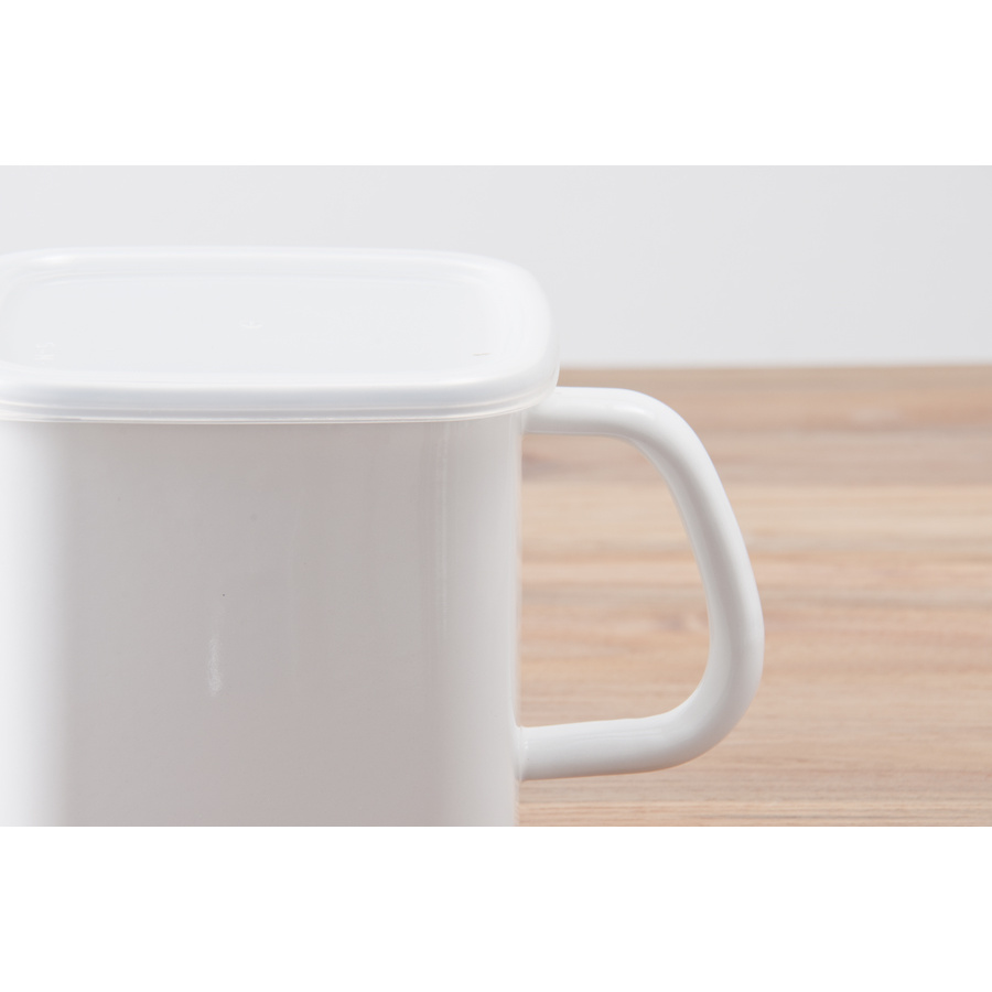 野田琺瑯　ホワイトシリーズ　持ち手付ストッカー　角型　L