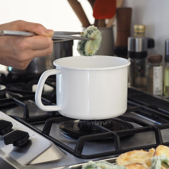 野田琺瑯　ホワイトシリーズ　持ち手付ストッカー　丸型　L