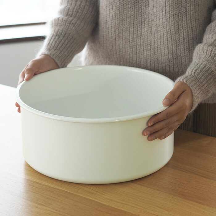 野田琺瑯　新　丸型洗い桶　ホワイト　8L