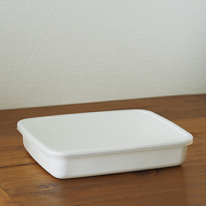 野田琺瑯　ホワイトシリーズ　レクタングル浅型　L