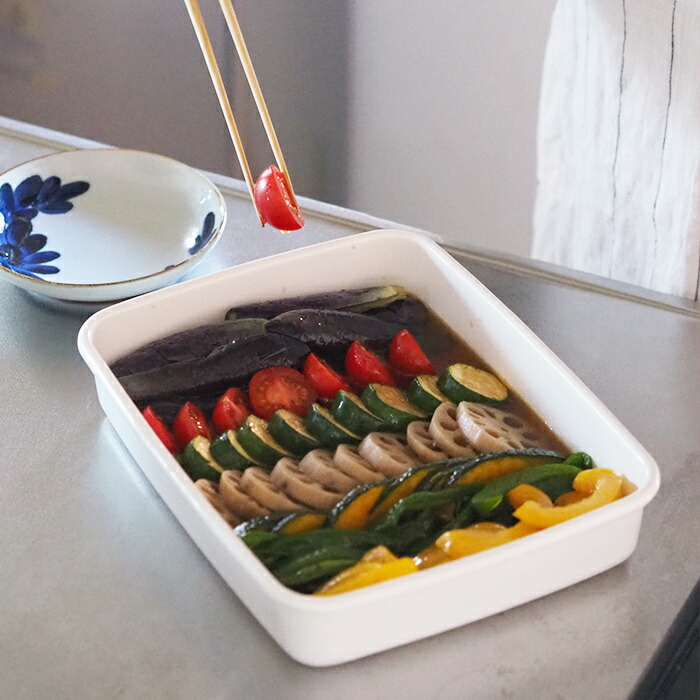 野田琺瑯　ホワイトシリーズ　レクタングル浅型　L