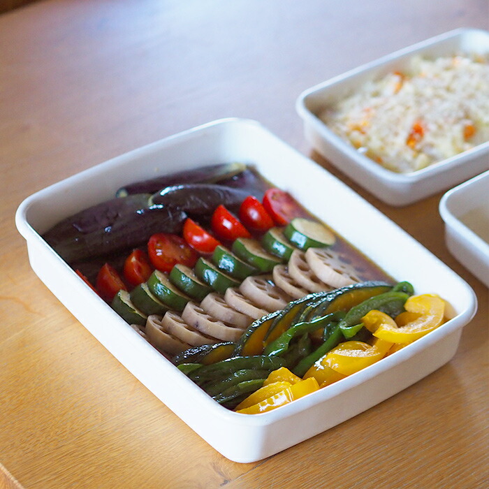 野田琺瑯　ホワイトシリーズ　レクタングル浅型　L