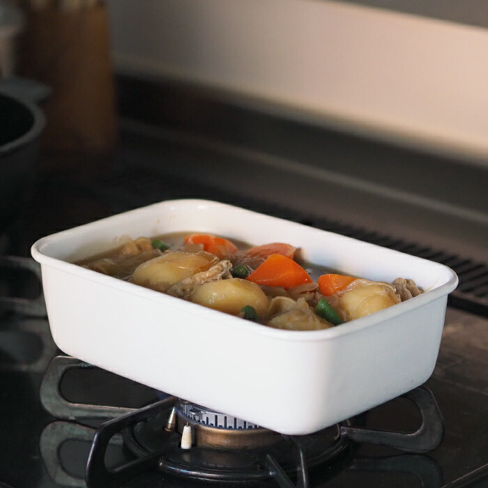 野田琺瑯　ホワイトシリーズ　レクタングル深型　L