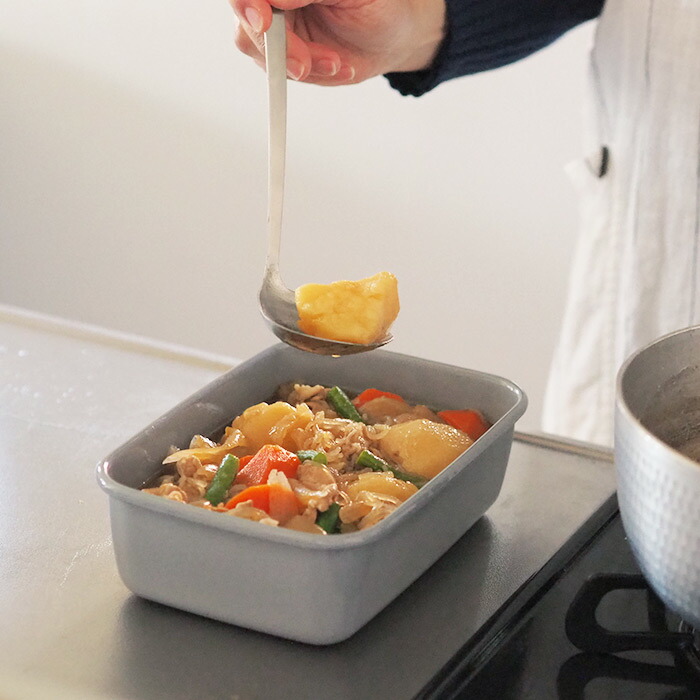 野田琺瑯　+Gray　レクタングル深型　L