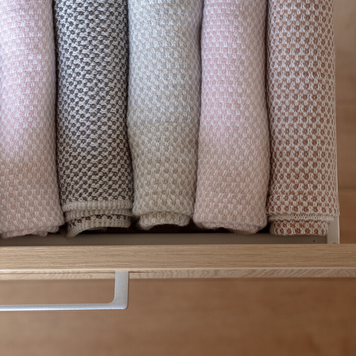 ■【送料無料】【2枚セット】【プロキッチン別注】フコカ　キッチンクロス　ピンク＆モカムース　大判サイズ　46×70cm　/　Fucoca.