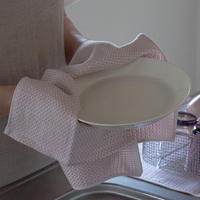 ■【送料無料】【2枚セット】【プロキッチン別注】フコカ　キッチンクロス　ピンク　ハーフサイズ　34×46cm　/　Fucoca.