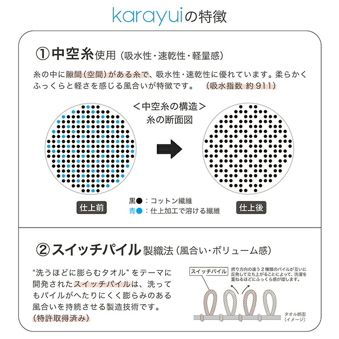 ココチエナ　カラユイ　フェイスタオル　ベージュ　34×80cm　/　cocochiena