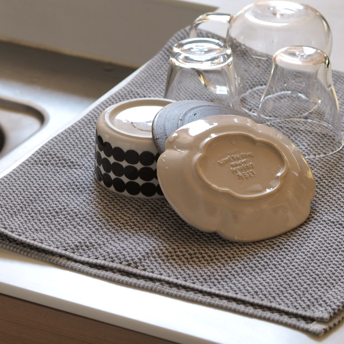 ■【送料無料】【2枚セット】【プロキッチン別注】フコカ　キッチンクロス　ライトグレー＆ダークグレー　46×70cm