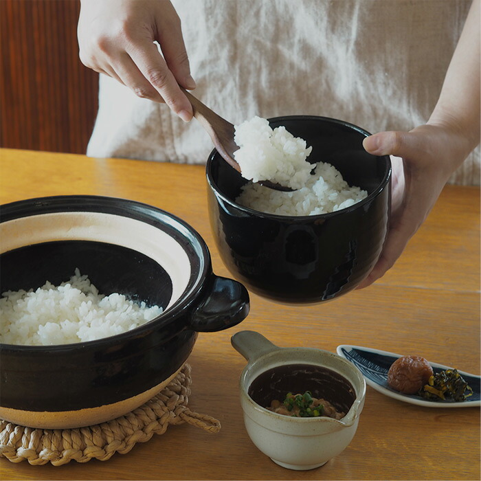 かもしか道具店　陶の飯びつ　ふつう　黒