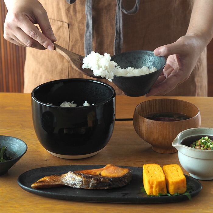 かもしか道具店　陶の飯びつ　ふつう　黒