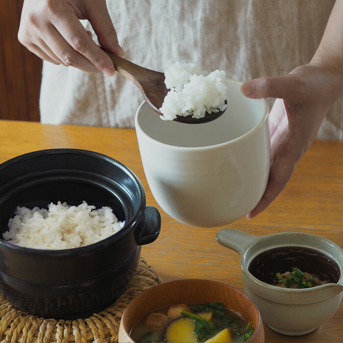 かもしか道具店　陶の飯びつ　こぶり　白