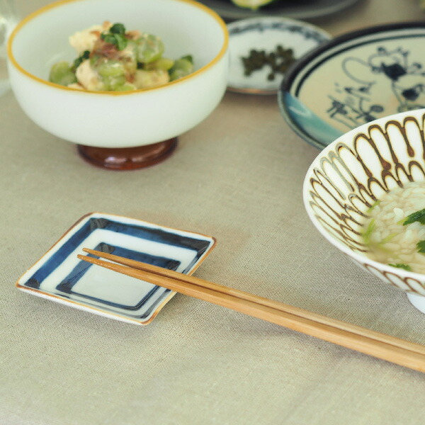 副千製陶所　濃線紋　角豆皿