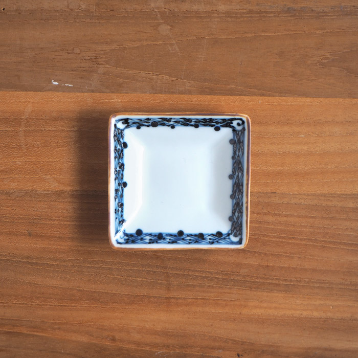 副千製陶所　渕地紋　角豆皿