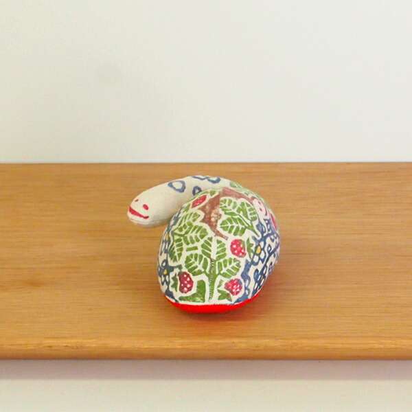 真工藝　木版手染めぬいぐるみ　干支シリーズ・親　巳　へび