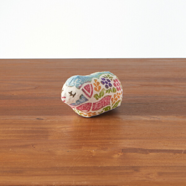 真工藝　木版手染めぬいぐるみ　干支シリーズ・仔　未　ひつじ　青色