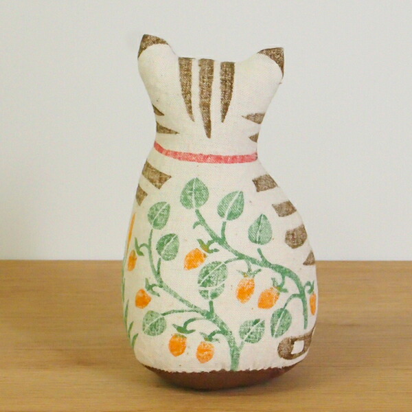 真工藝　木版手染めぬいぐるみ　陣屋福猫　親猫