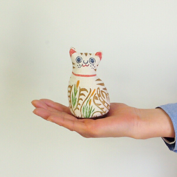 真工藝　木版手染めぬいぐるみ　陣屋福猫　子猫