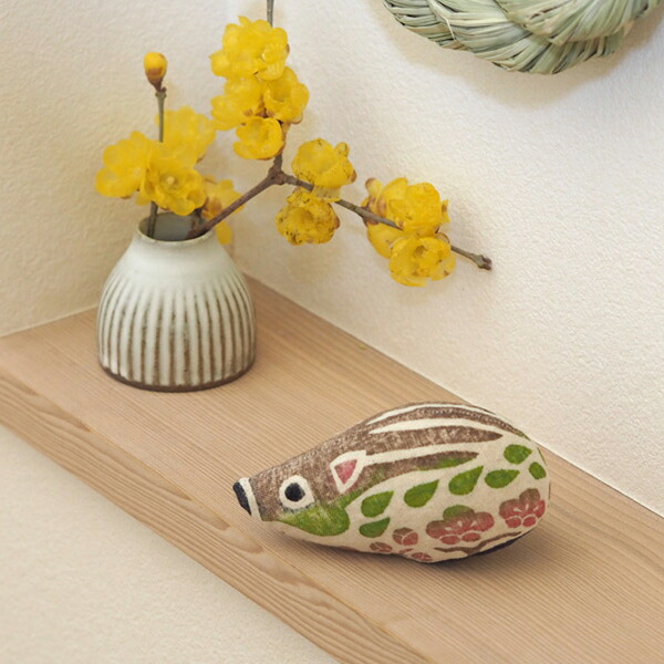 真工藝　木版手染めぬいぐるみ　干支シリーズ・仔　亥　いのしし