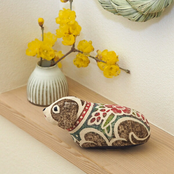 ★真工藝　木版手染めぬいぐるみ　干支シリーズ・親　戌　いぬ