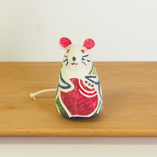 ★真工藝　木版手染めぬいぐるみ　干支シリーズ・親　子　ねずみ