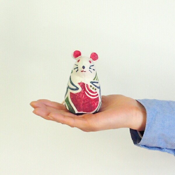 ★真工藝　木版手染めぬいぐるみ　干支シリーズ・親　子　ねずみ