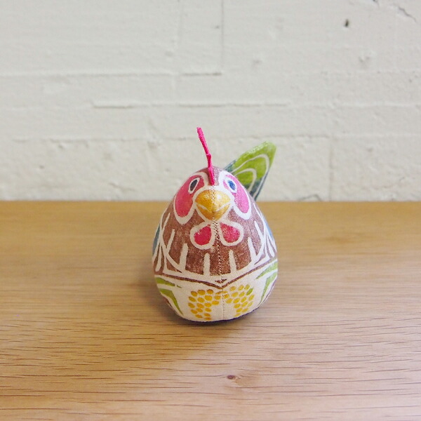 真工藝　木版手染めぬいぐるみ　干支シリーズ・親　酉　とり