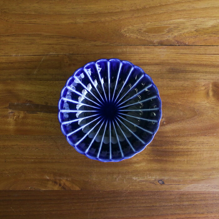 トウジキトンヤ　ぎやまん　4寸鉢　茄子紺　/　TOJIKI　TONYA