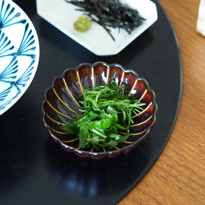 トウジキトンヤ　ぎやまん　3寸小鉢　漆　/　TOJIKI　TONYA