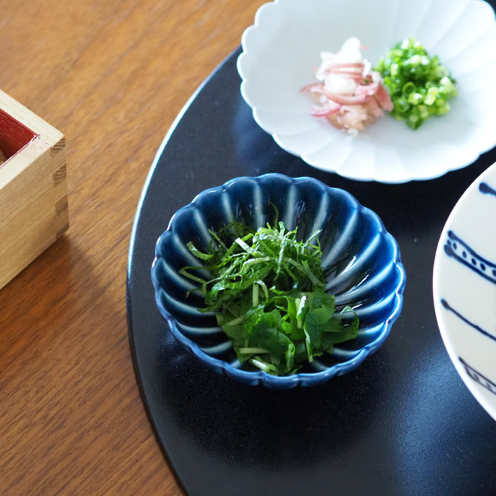 トウジキトンヤ　ぎやまん　3寸小鉢　茄子紺　/　TOJIKI　TONYA