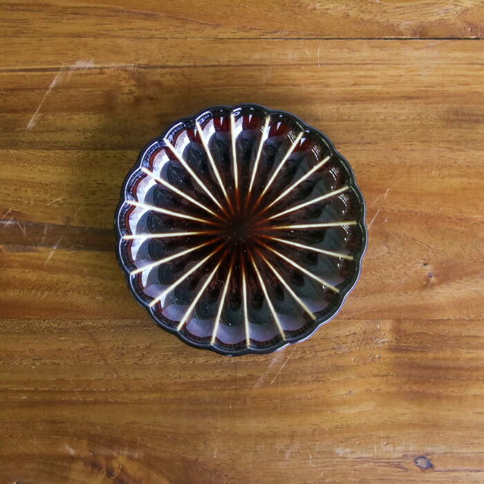 トウジキトンヤ　ぎやまん　3寸皿　漆　/　TOJIKI　TONYA