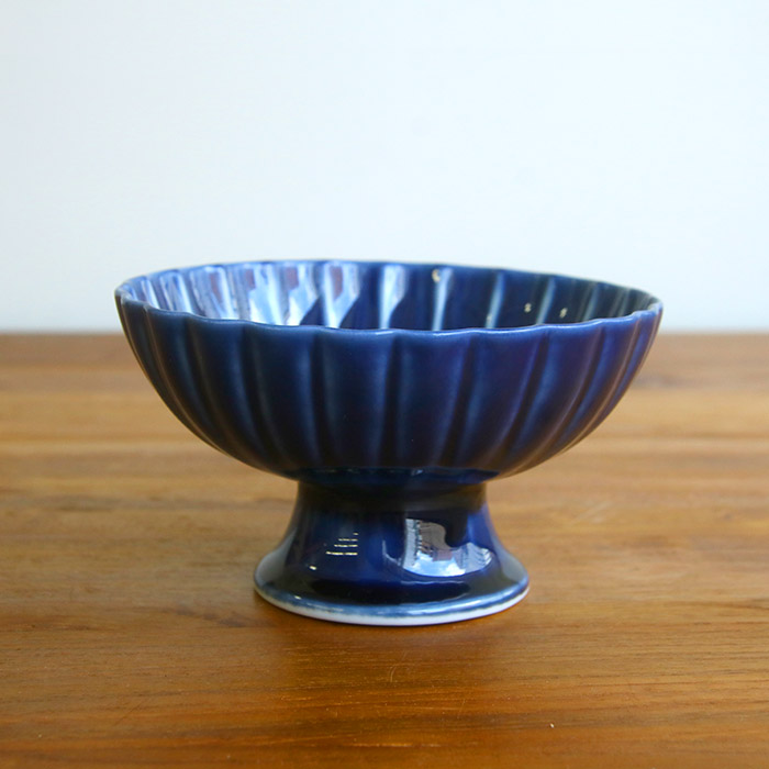 トウジキトンヤ　ぎやまん　高台デザート　茄子紺　/　TOJIKI　TONYA　