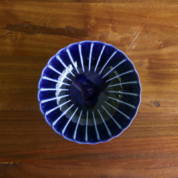 トウジキトンヤ　ぎやまん　高台デザート　茄子紺　/　TOJIKI　TONYA　