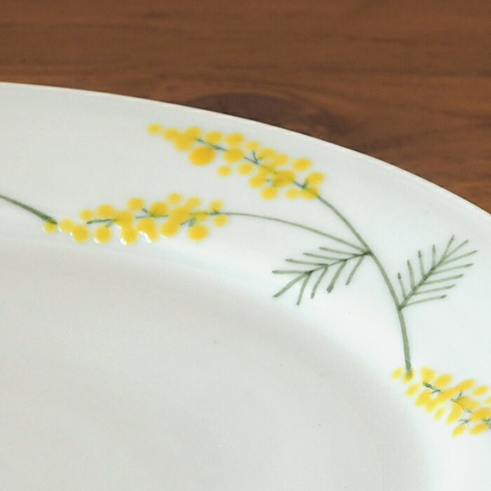 徳永遊心窯　色絵ミモザ　5寸皿