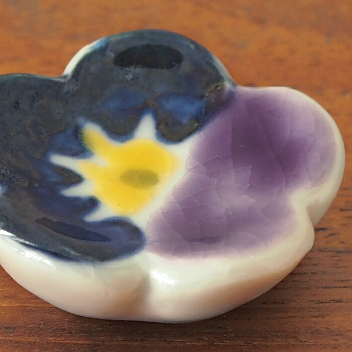 徳永遊心窯　色絵　すみれ　箸置き