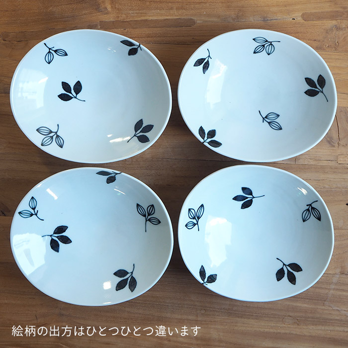 徳永遊心窯　黒呉須　舞葉　楕円浅鉢