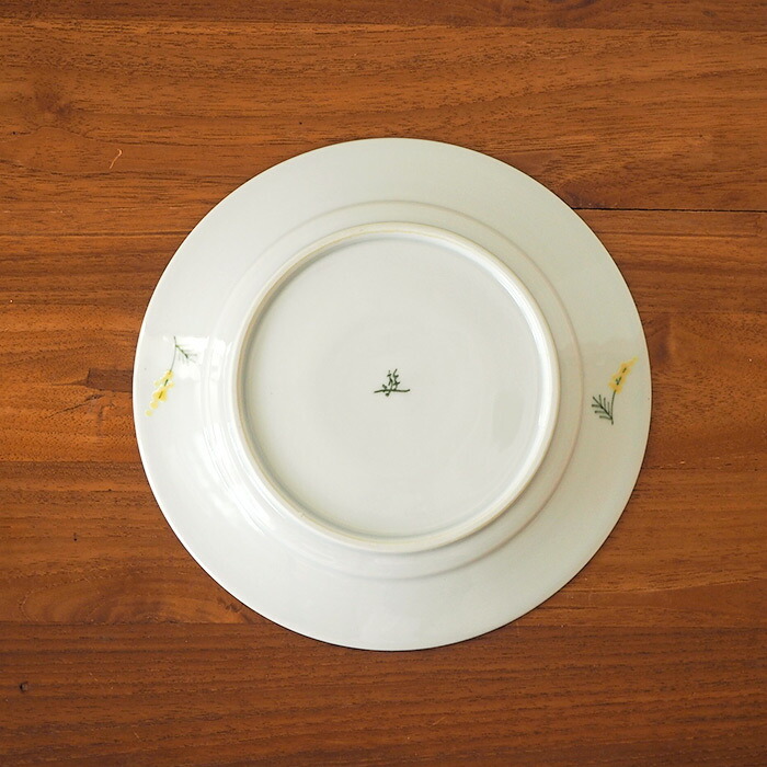 徳永遊心窯　色絵ミモザ　7寸皿