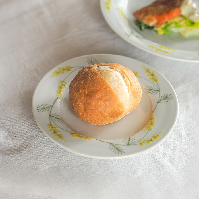 徳永遊心窯　色絵ミモザ　5寸皿