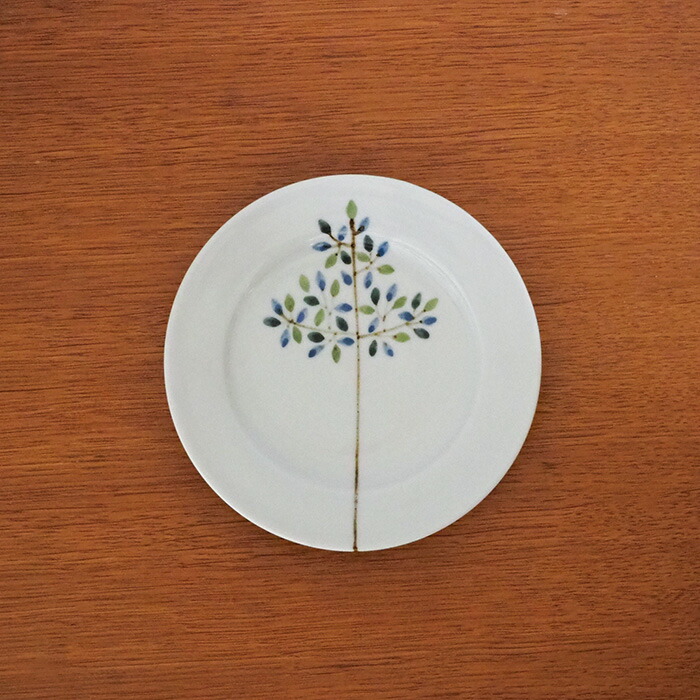 徳永遊心窯　染付　木立　5寸皿