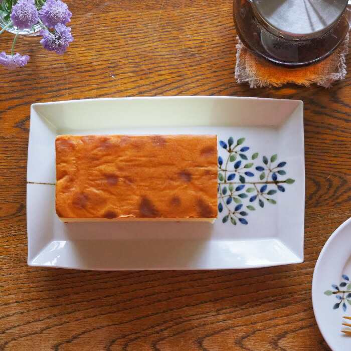 徳永遊心窯　染付　木立　長角皿