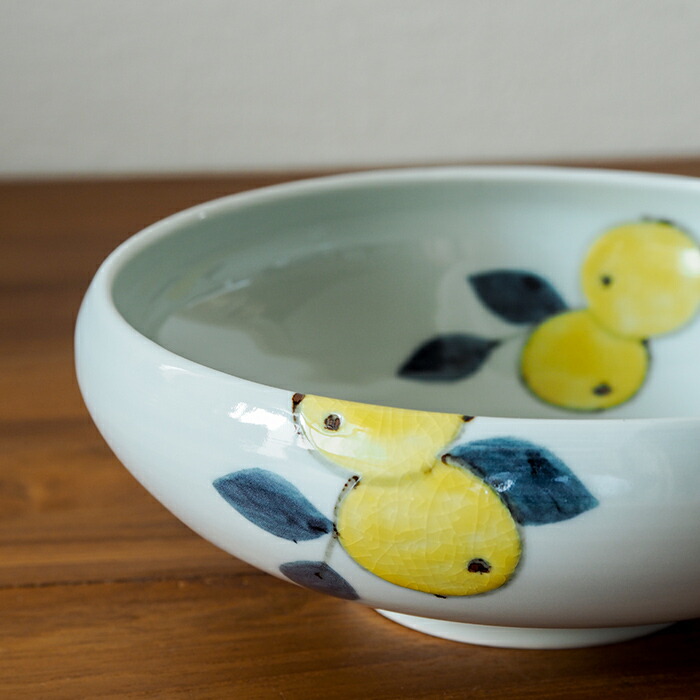 徳永遊心窯　色絵　みかん　6寸鉢