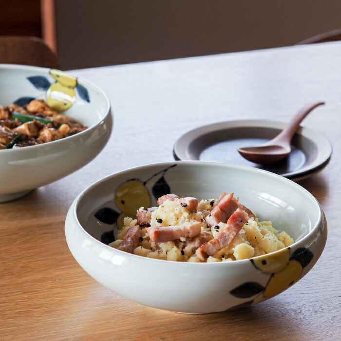 徳永遊心窯　色絵　みかん　6寸鉢