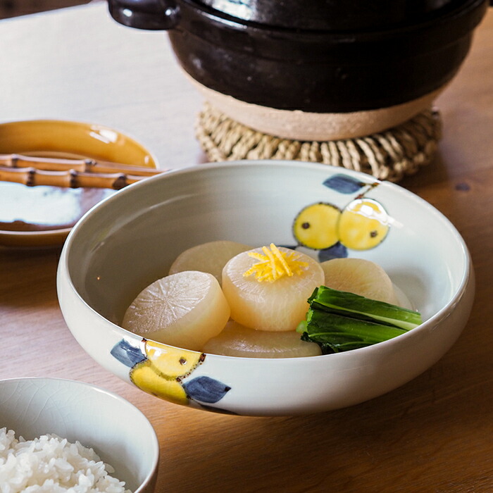 徳永遊心窯　色絵　みかん　7寸鉢