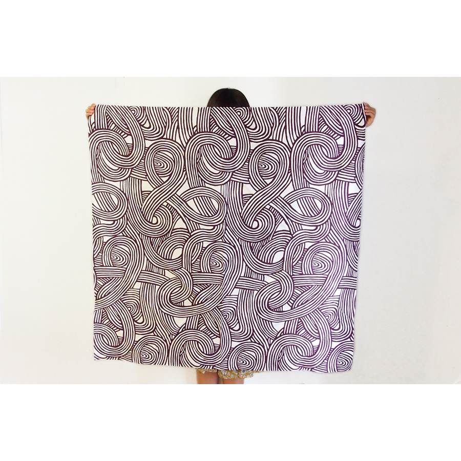 【取扱終了0322】むす美　風呂敷　伊砂文様　三巾　両面ふろしき　結　ムラサキ/グリーン