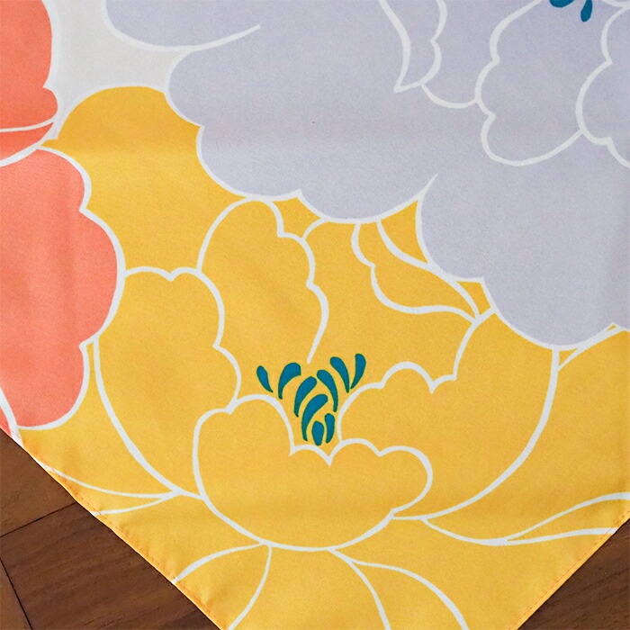 むす美　風呂敷　アクアドロップリサイクル　AdelineKlam　牡丹　100cm　オレンジ