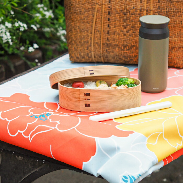 むす美　風呂敷　アクアドロップリサイクル　AdelineKlam　牡丹　100cm　オレンジ