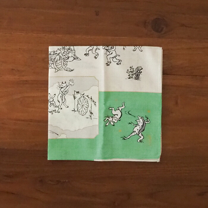 むす美　鳥獣人物戯画　絵巻　50cm　グリーンピンク