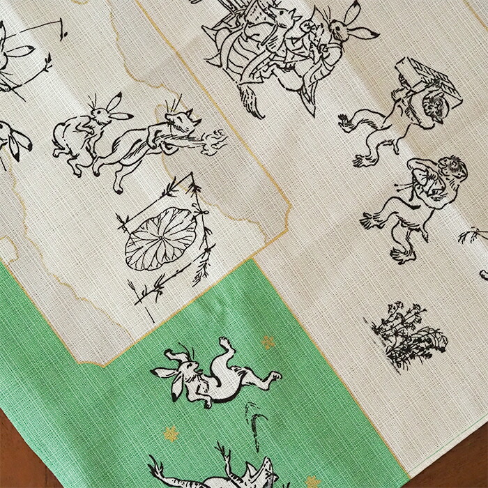 むす美　鳥獣人物戯画　絵巻　50cm　グリーンピンク