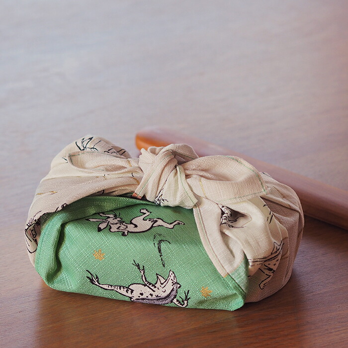 むす美　鳥獣人物戯画　絵巻　50cm　グリーンピンク