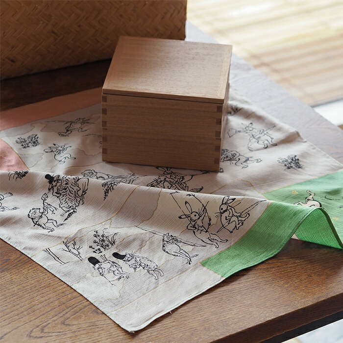 むす美　鳥獣人物戯画　絵巻　50cm　グリーンピンク